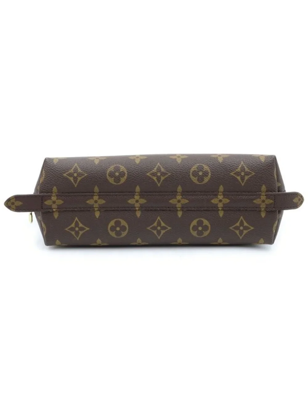 Louis Vuitton Monogram Trousse Demi-Ronde Leather Pouch Makeup Pouch Case Brown
